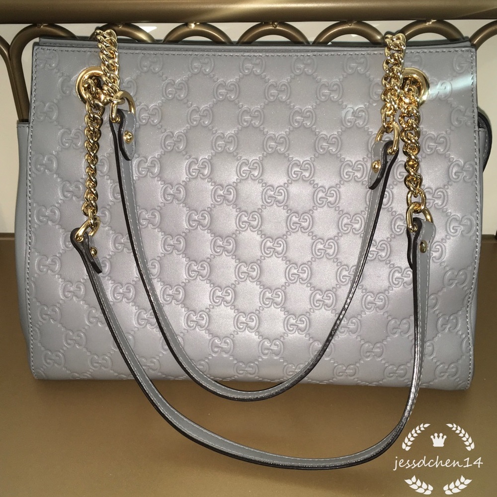 Gucci Signature Chain-Handle Tote Bag (Grey)